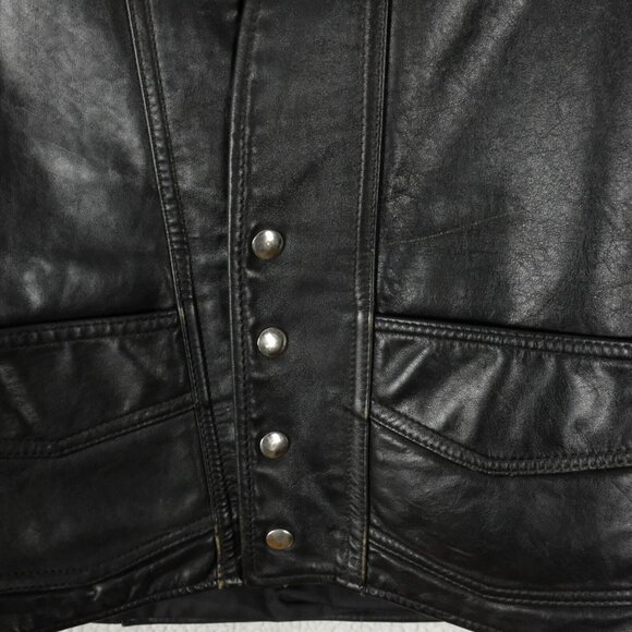 Vintage Harley Davidson Vest Mens Medium Black Leather Eagle AMF Biker - Picture 3 of 10